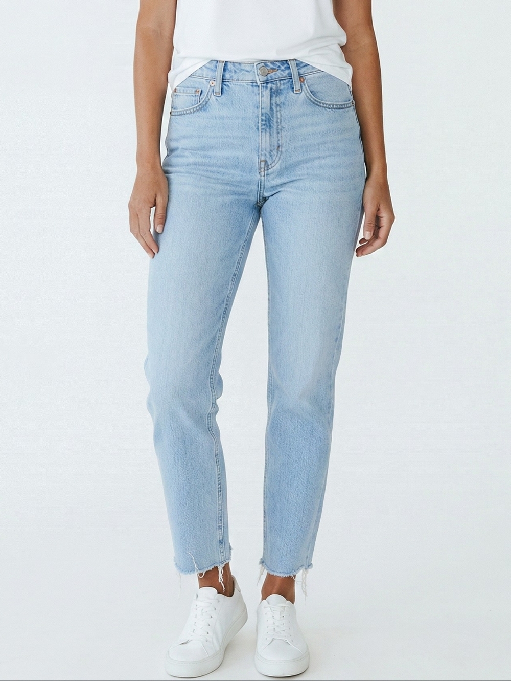 Cello Light Blue Ankle Jeans with Frayed Hem